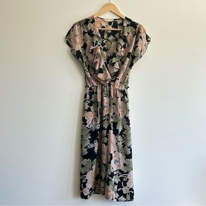 Summer Printed Floral Dress in Black, Pink and Sage